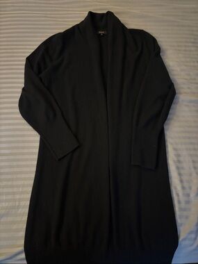 Quince Cashmere Black Open-Front Women’s Long Duster